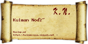 Kulman Noé névjegykártya